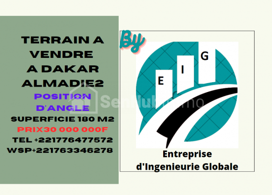 TERRAIN D'ANGLE A VENDRE A DAKAR ALMADIE 2 SORTIE PEAGE n°9